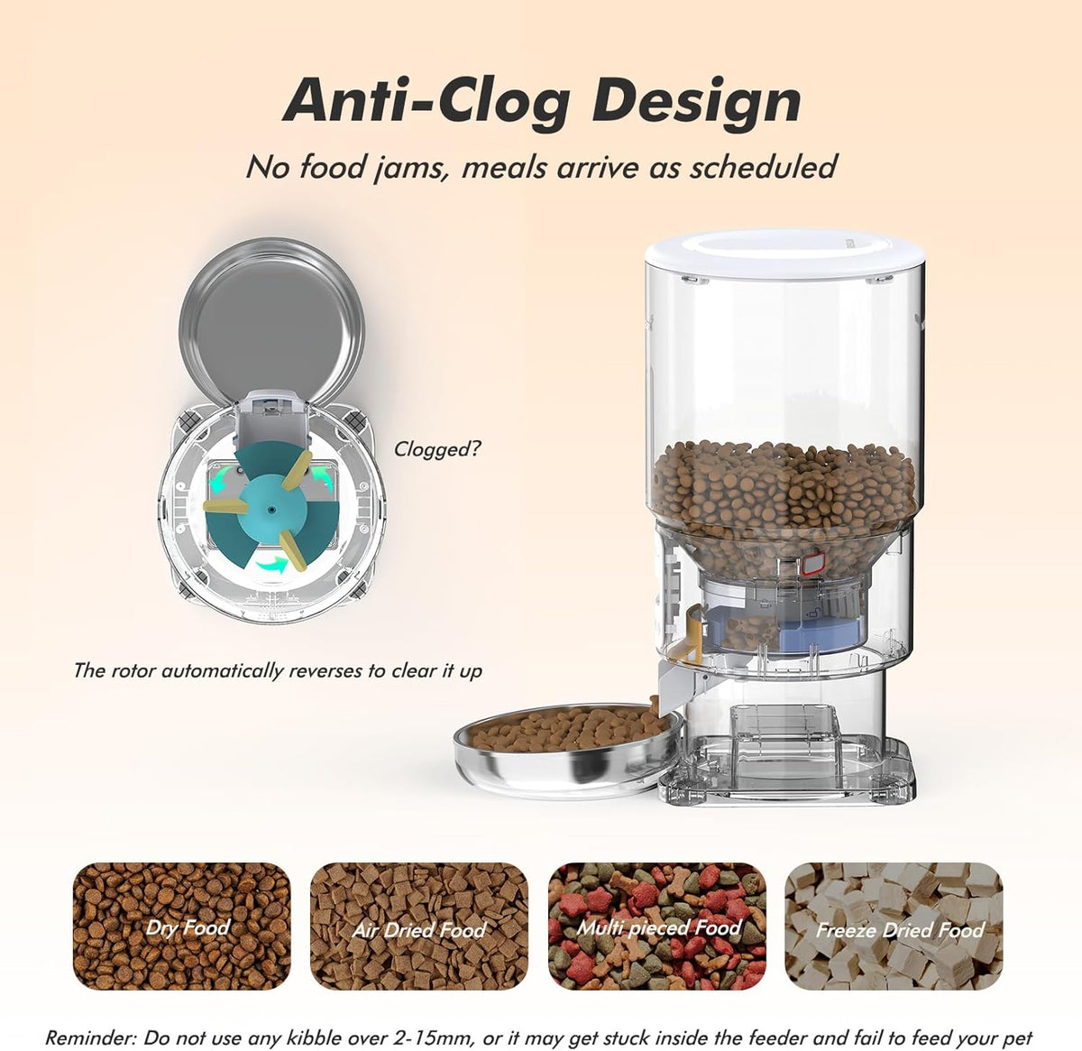 Automatic Cat Feeder - 5L Anti-Clog Cat Food Dispenser with Freshness Preservation, 1-6 Meals/Day