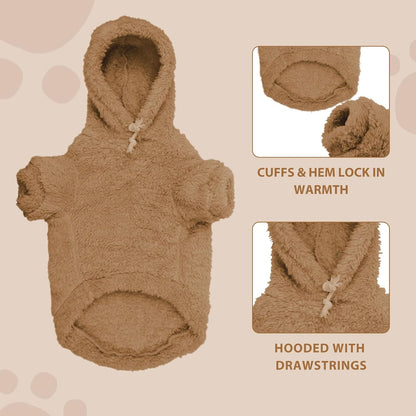 Fuzzy Dog Sweaters for Large Dogs Pet Hoodie Clothes Warm Soft Pet Coats Hooded Sweatshirt Dog