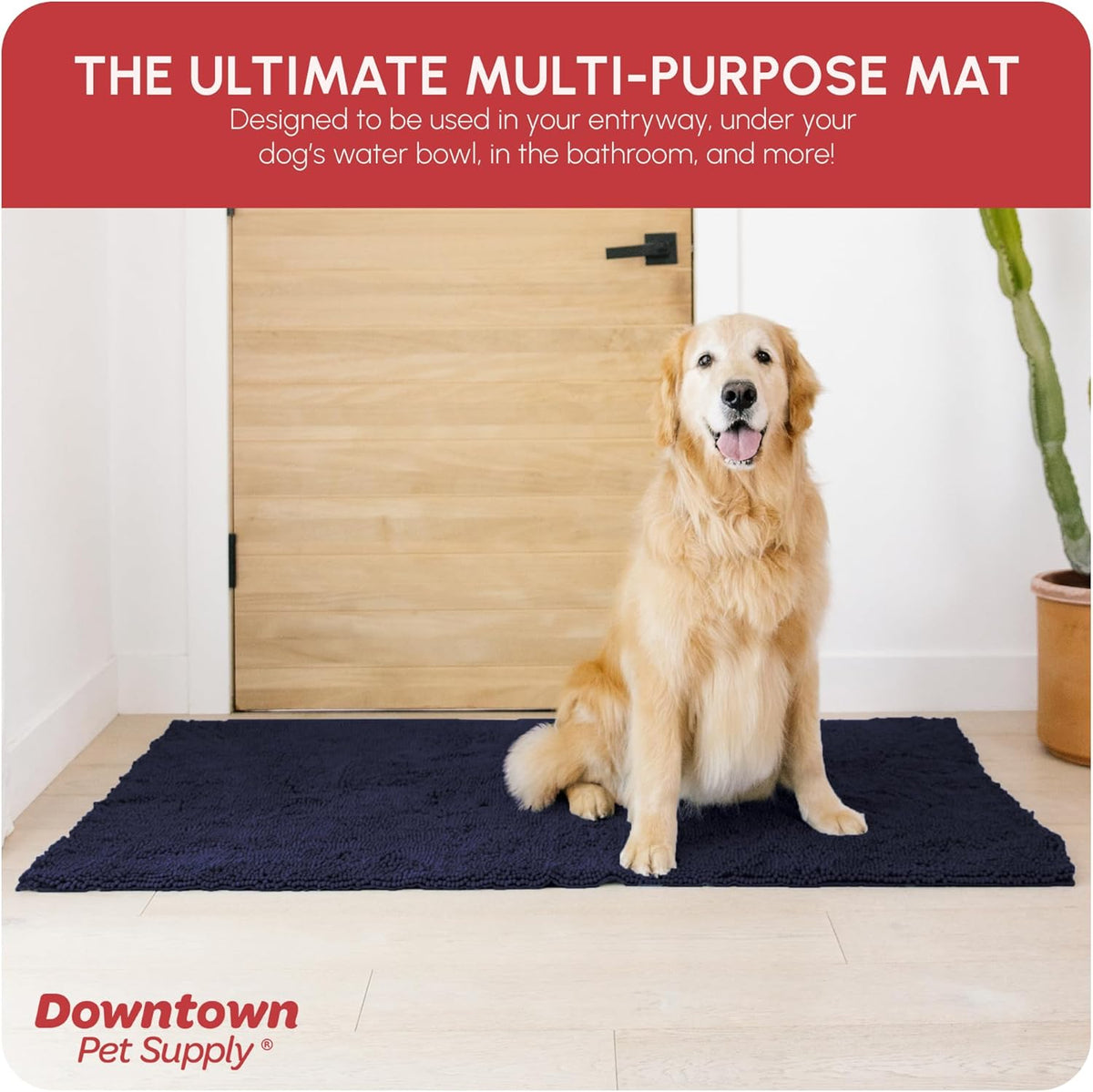 My Doggy Place Microfiber Dog Mat for Muddy Paws, 60" x 36" Navy Blue - Non-Slip, Absorbent and