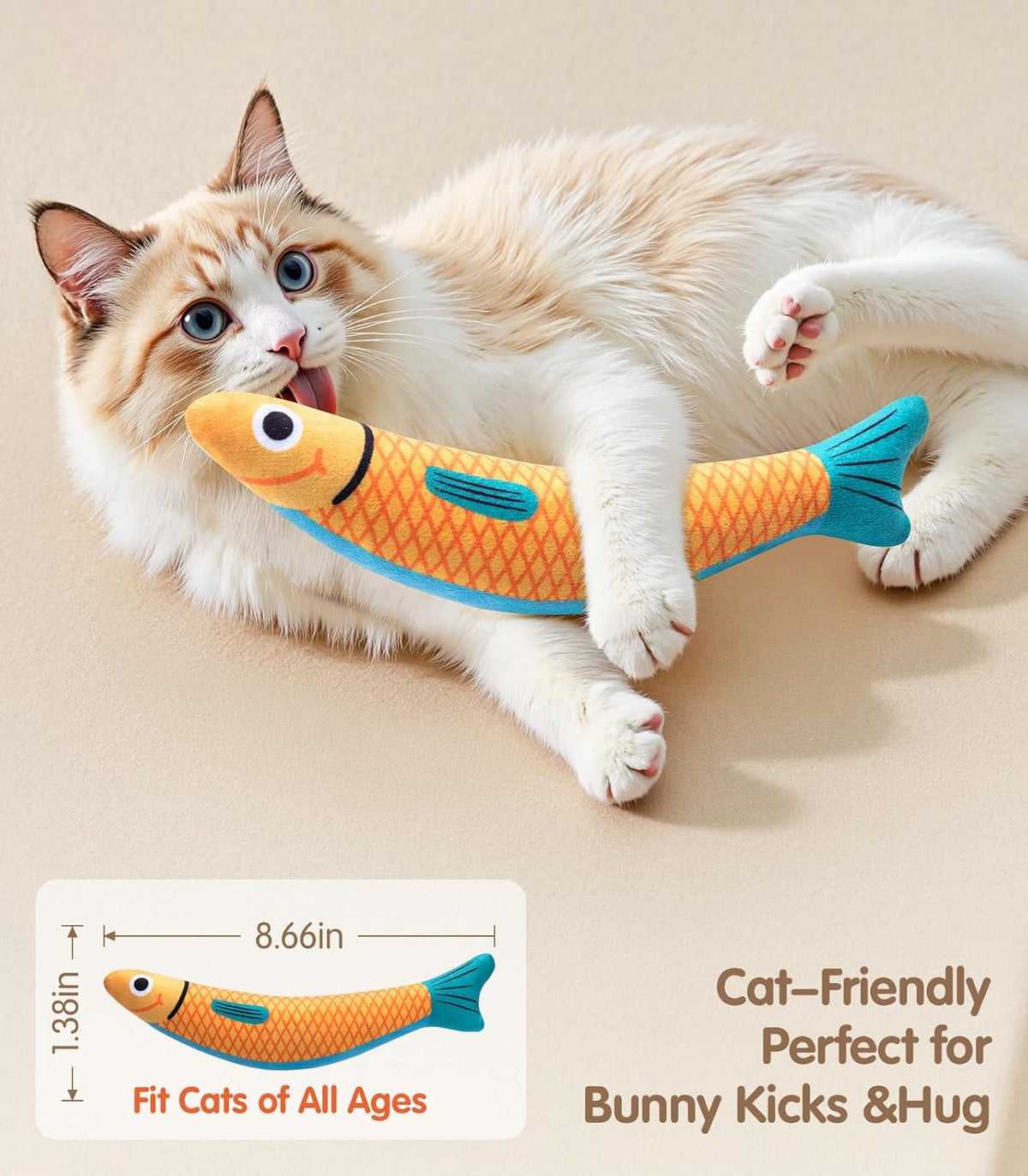 Interactive Cat Toys with[5000mg Premium A+Catnip][Baby Grade] Soft Chew Kicker Cat Toys for Indoor
