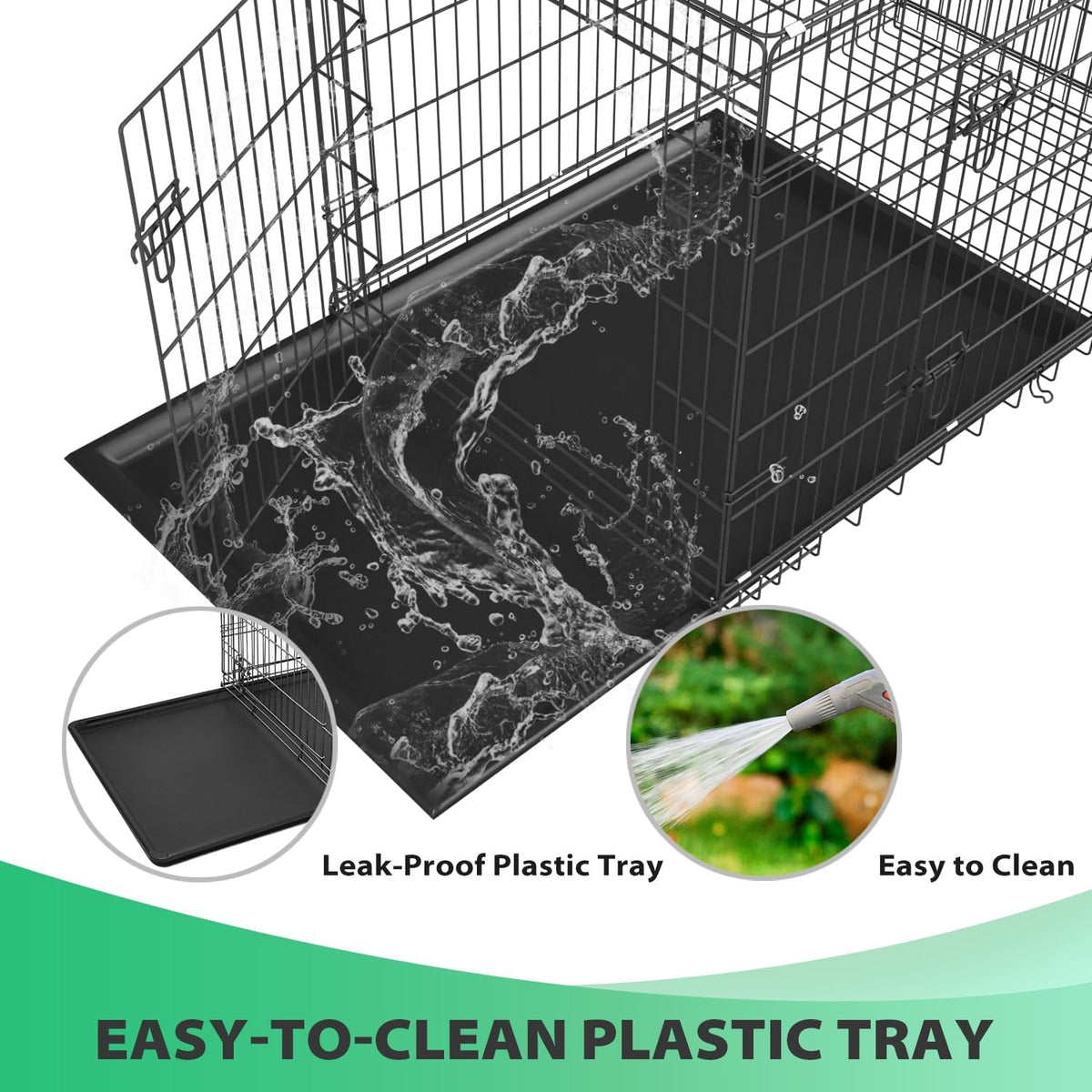 BestPet | Dog Crate | 24" | Black | Foldable Metal Kennel with Double Doors, Secure Slide-Bolt