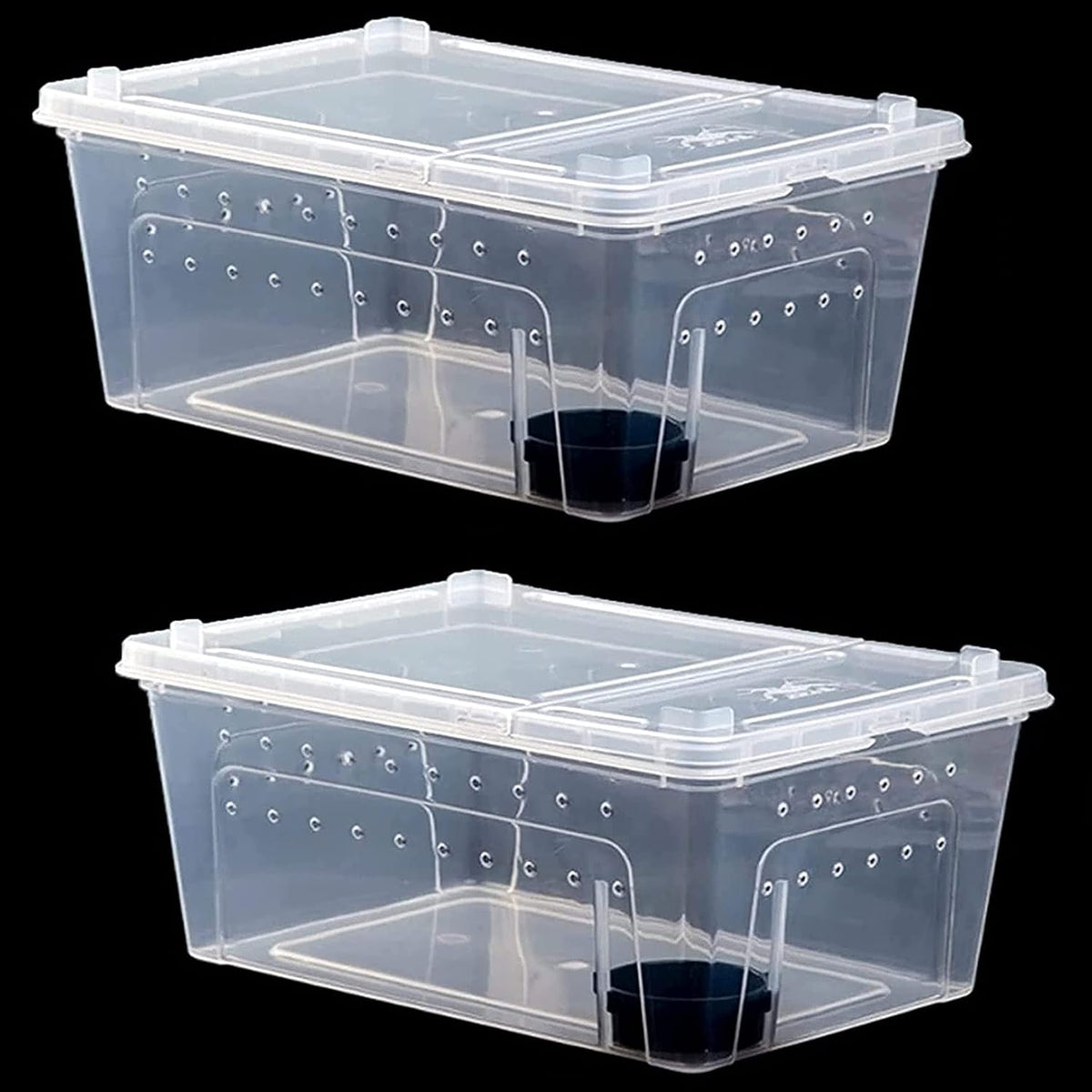 kathson 2PCS Reptile Feeding Box Portable Small Snake Terrarium Habitat Mini Pet Breeding Cage