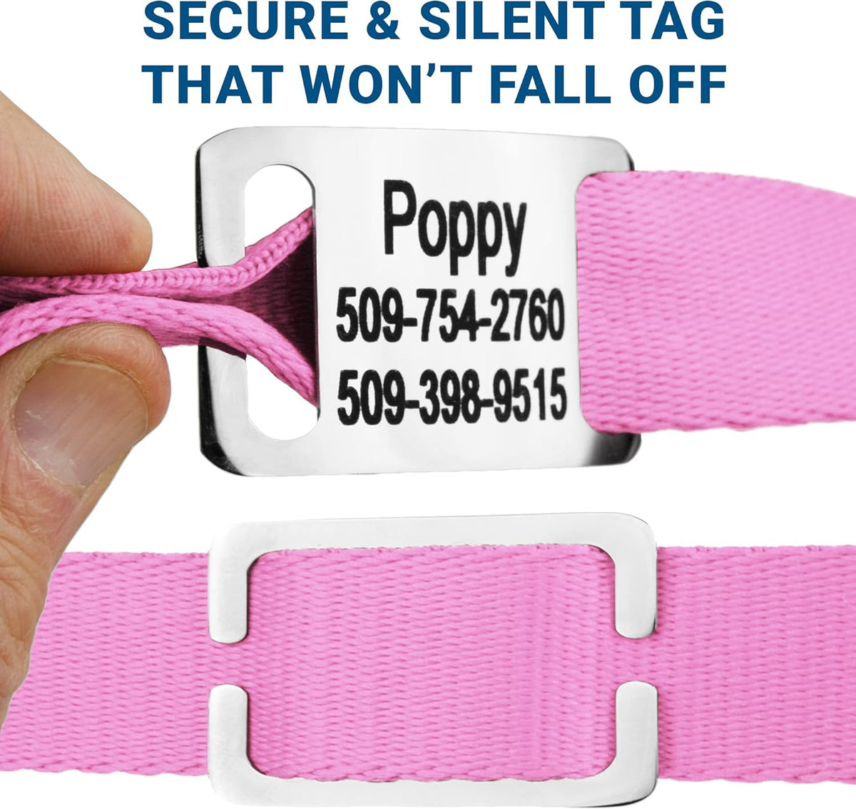 GoTags Personalized Dog Collar with Nameplate, Adjustable Dog Collar with Custom Engraved Slide On