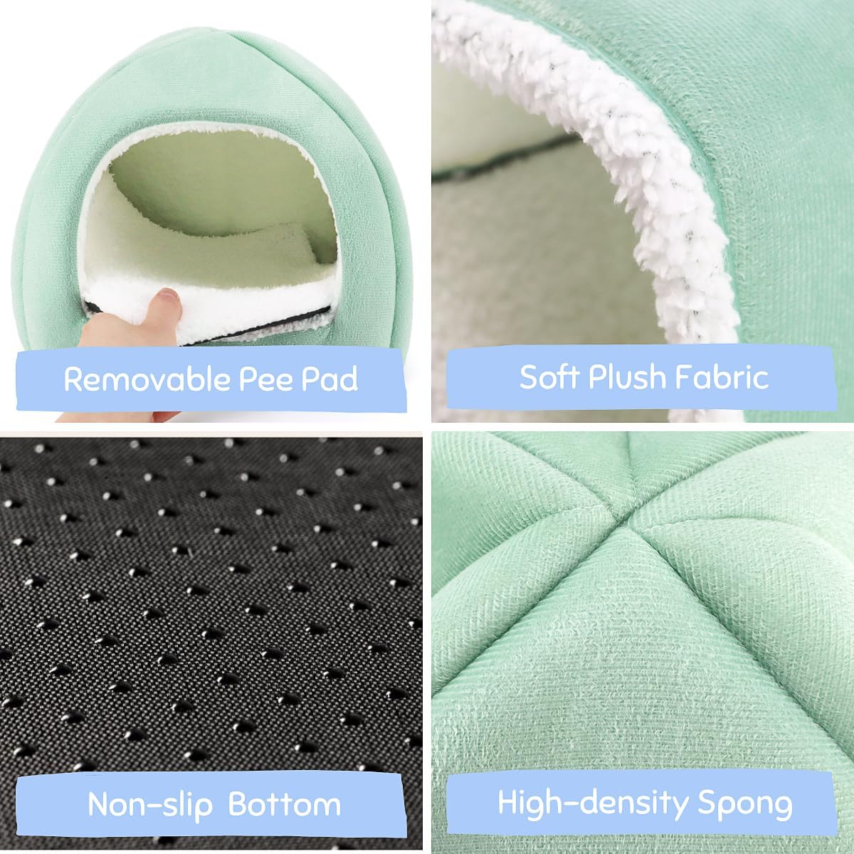 Guinea Pig Hideout and Tunnel Set, Soft Plush Bed & Play Tunnel for Guinea Pigs, Rabbits, Ferrets