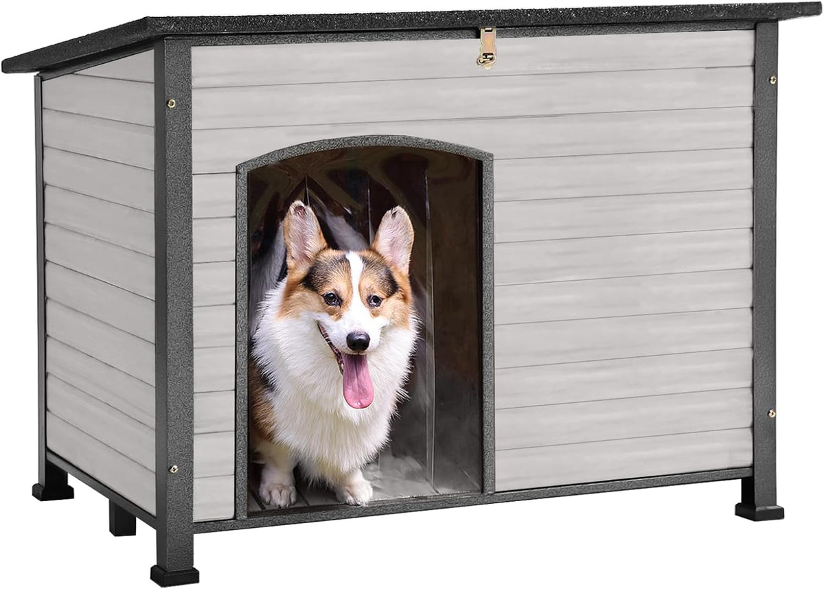 GUTINNEEN Chew Proof Dog House with Metal Iron Frame Outdoor Dog Kennel for Small Medium Large