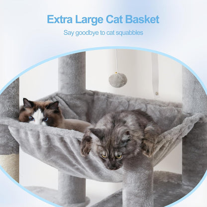 Hey-brother Tall Cat Tree Tower, Heavy Duty Scratching Posts with Large Platforms, Cozy Condos, Big