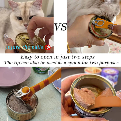 Food Can Spoon & Lids, One Multi-Functional Opener Spatula, 4 PCS BPA Free Silicone Universal Can