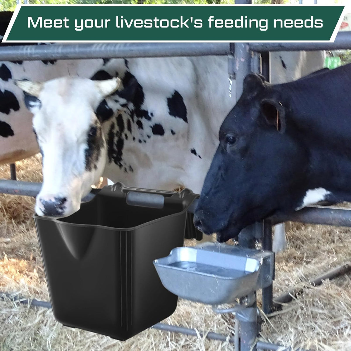4 Pack 15 Quart Horse Feeders for Stall Hook Over Hanging Fence Hay Feeder Mountable Livestock
