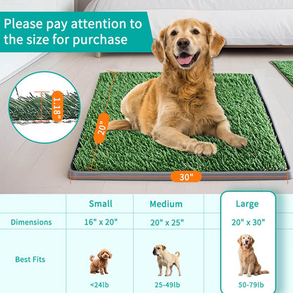 Dog Grass Pad with Tray 30"X20" - Portable Artificial Turf Potty Training Pee Mat for Large or