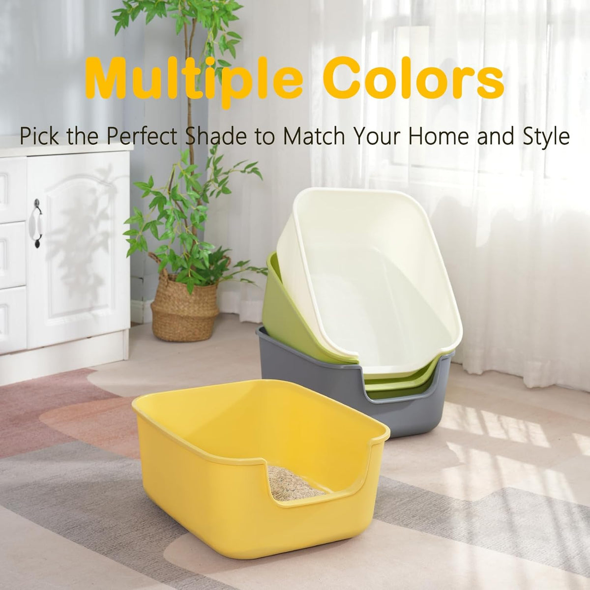 Large Cat Litter Box with High Sides,Cat Boxes for Indoor Cats,Cat Litter Pan for Kitty,Litter Box