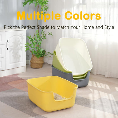 Large Cat Litter Box with High Sides,Cat Boxes for Indoor Cats,Cat Litter Pan for Kitty,Litter Box