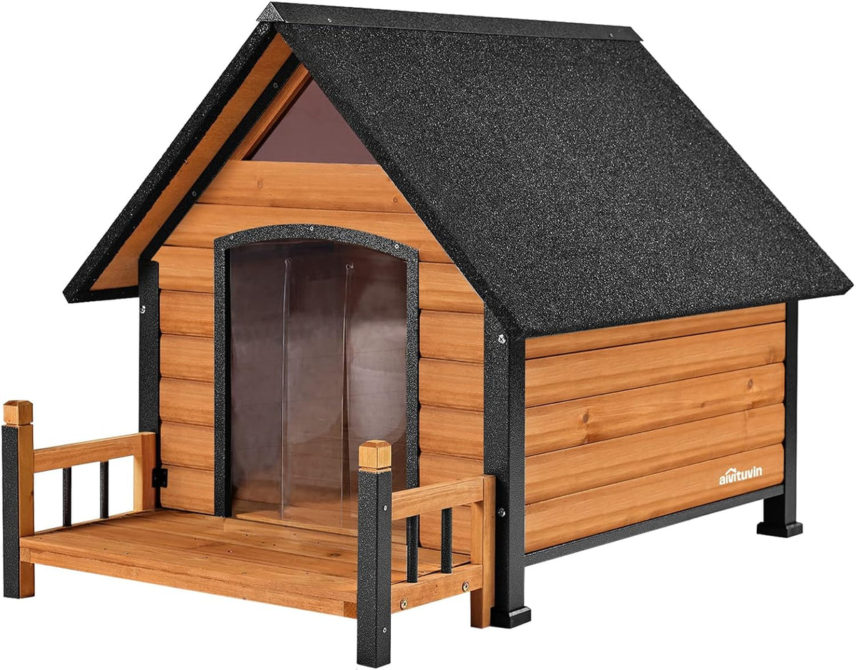 Outdoor Dog House, Waterproof Puppy Shelter Indoor Doghouse with Elevated Floor, Anti-Bite Design