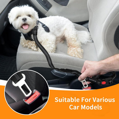 BWOGUE 2 Piece Dog Seat Belt for Car with Elastic Bungee Buffer Safety Seatbelt Car Headrest