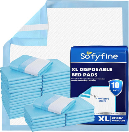Bed Pads with Adhesive Strip 30"x36" Thicken Elderly Adults Incontinence Underpads Disposable,Heavy