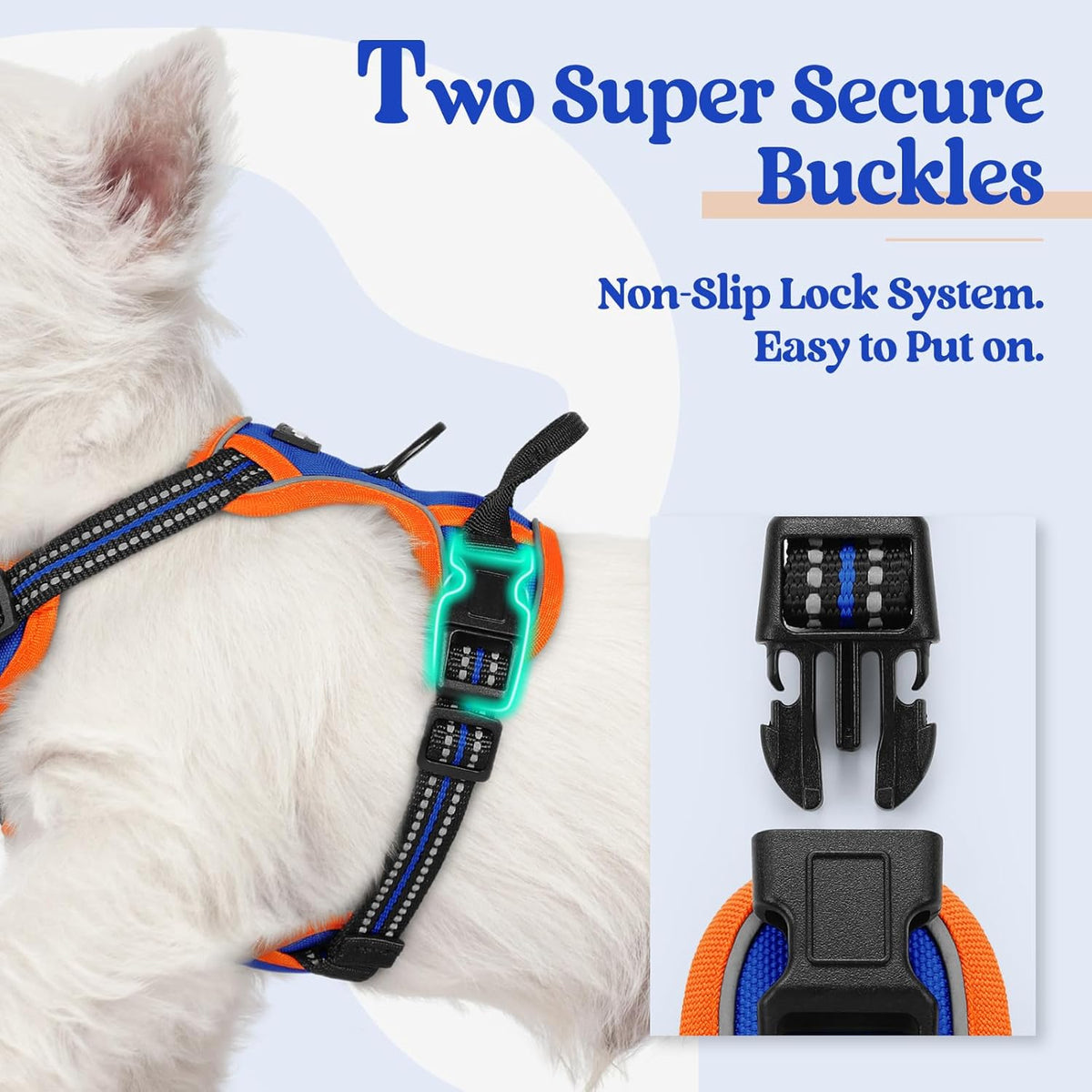 rabbitgoo Dog Harness No Pull with 2 Leash Clips, Adjustable Soft Padded, Reflective Oxford No