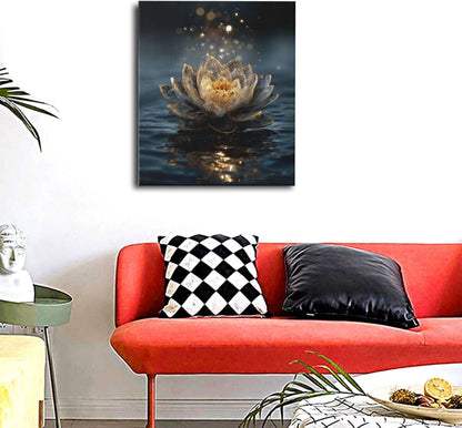 Zen Lotus Canvas Wall Art Mystical Lotus Bloom in Water Aesthetic Pictures Wall Decor Modern