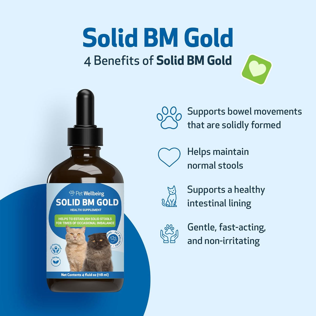 Pet Wellbeing BM Tone-Up Gold for Dogs & Cats - Supports Healthy Digestive Function, Solid Stools