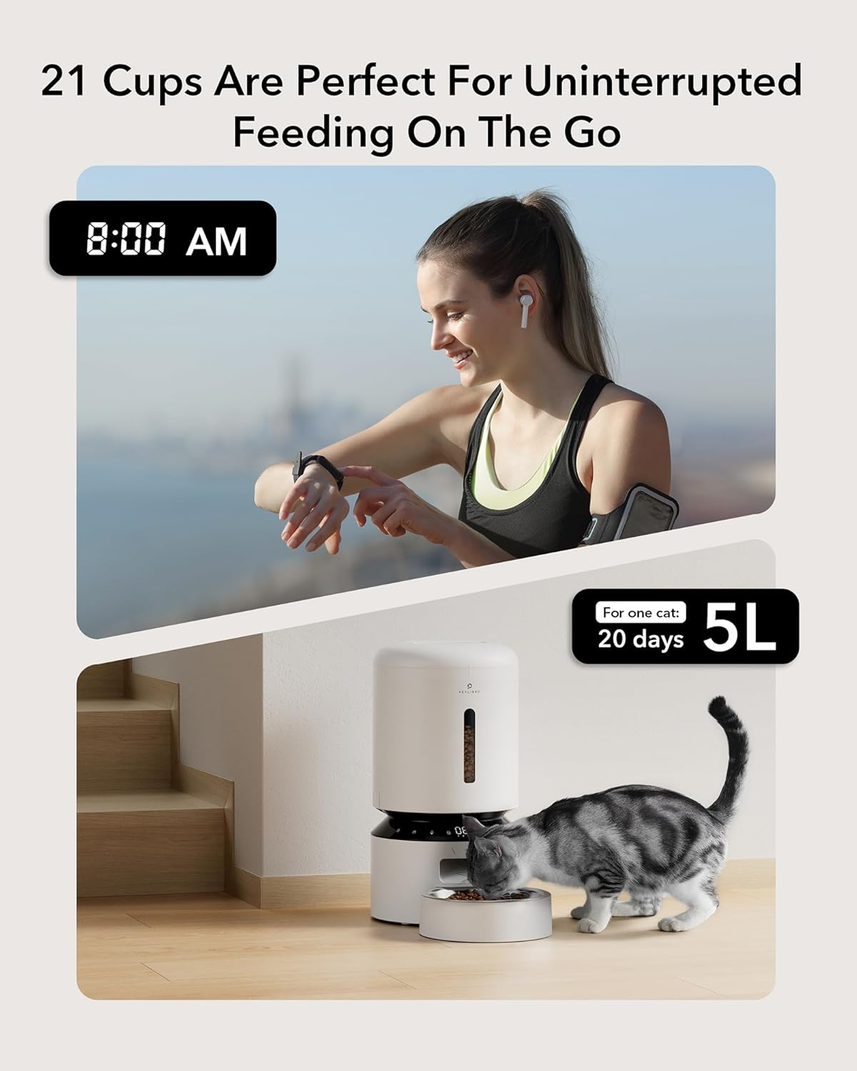 PETLIBRO Automatic Cat Feeder, Automatic Dog Feeder with Freshness Preservation, 5L Timed Cat