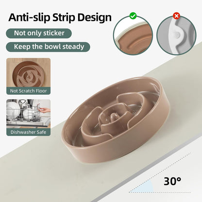 8.2inch Ceramic Slow Feeder Dog Bowl for Medium and Large Breed, Puzzle Dog Food Dish