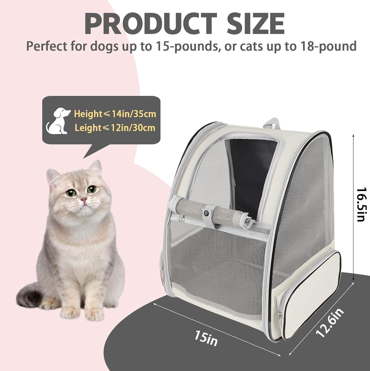 Cat Backpack Carrier,Pet Carrier Airline Approved for Small Dog Cat Puppy Kitten Bunny,Ventilated