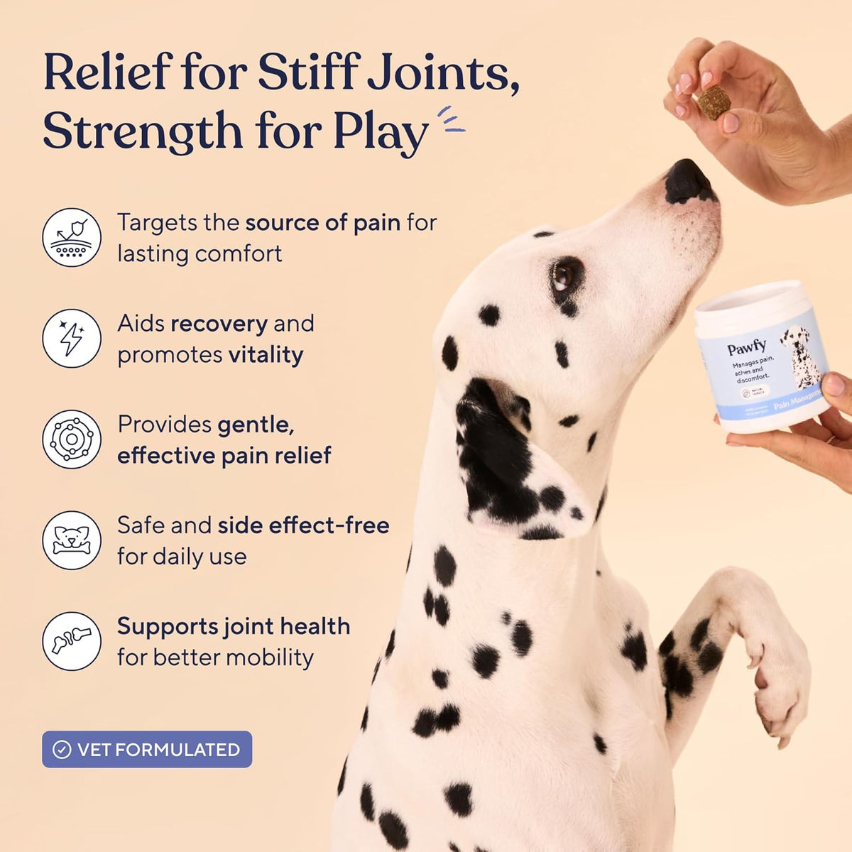 Pawfy Advanced Pain Management - Essential Vitamins & Supplements with Omega 3 |Joint Supplement