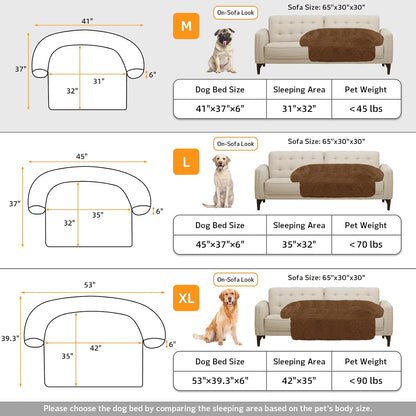 GGIB Calming Dog Bed Fluffy Plush Dog Mat for Furniture Protector with Removable Washable Cover for