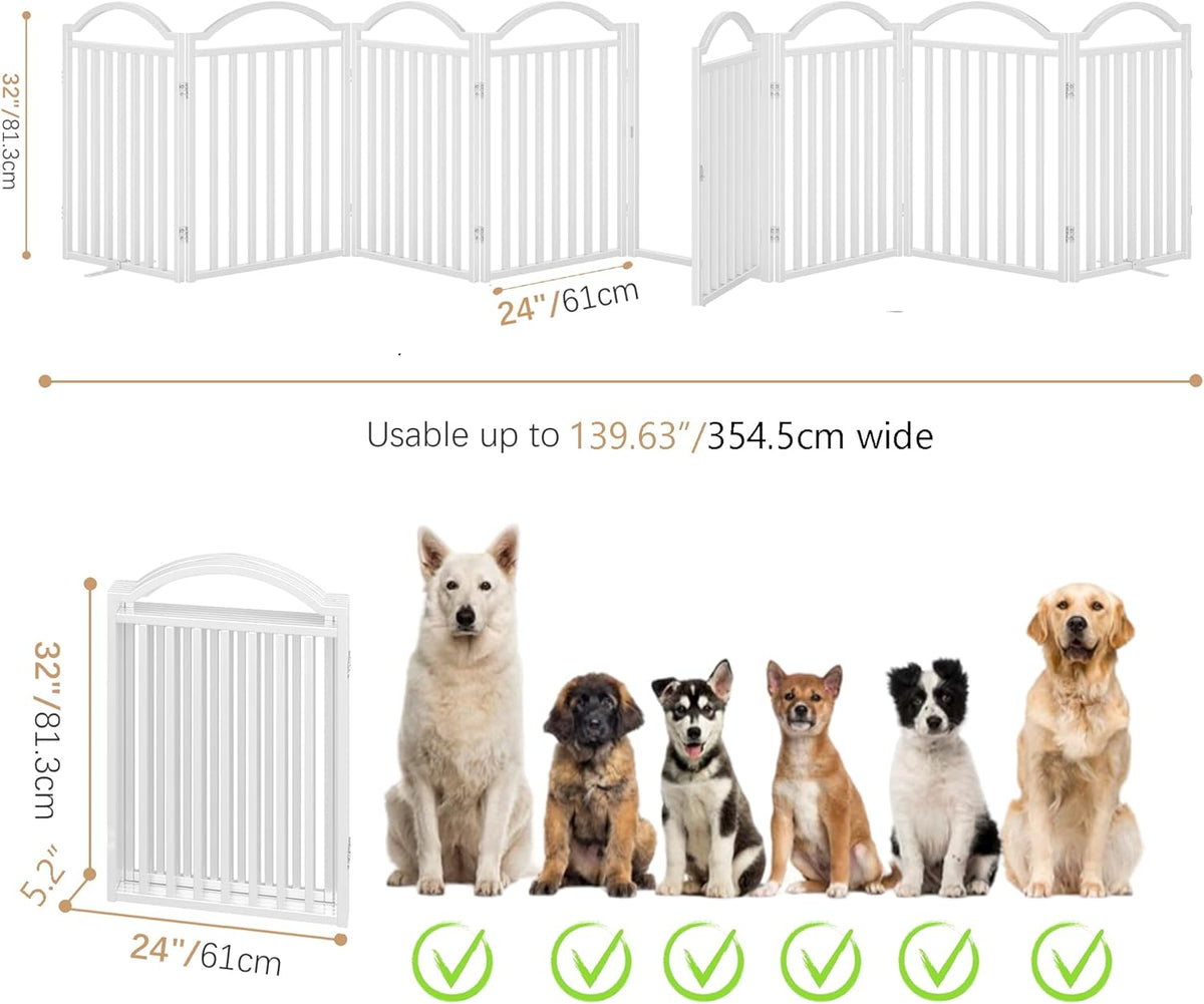 BHG Metal No-Assembly Freestanding Dog Gate with Door Walk Through, Extra Wide 96", Extra Tall 32"
