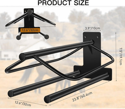 2Pcs Saddle Rack with Double Pad Bar,Heavy Duty Wall Mounted Saddle Rack Stand Saddle Pad Rack for
