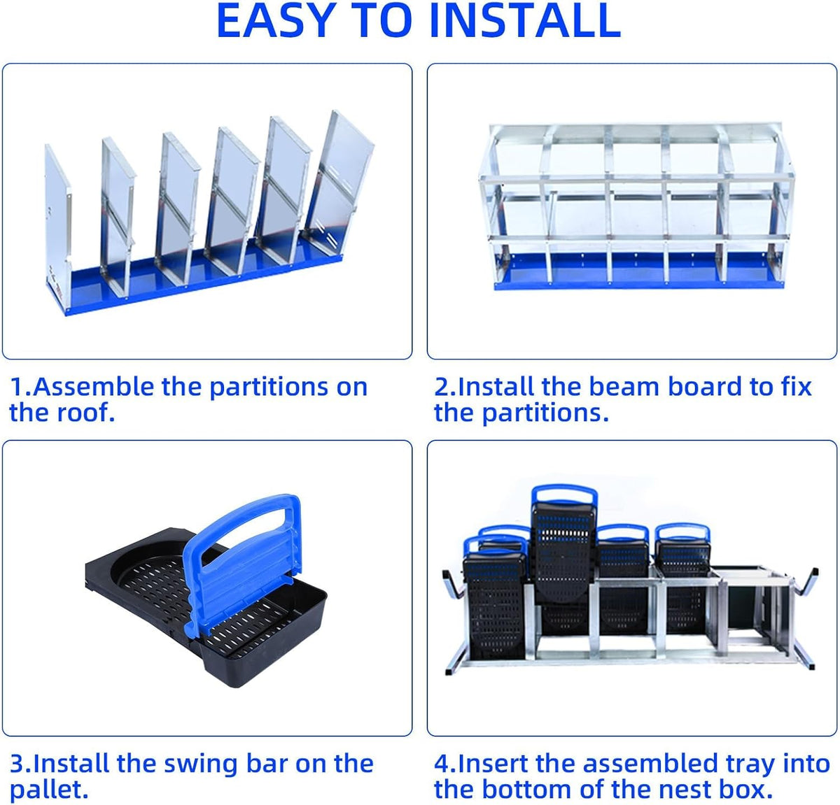 Chicken Nesting Boxes, 10 Hole Metal Chicken Laying Box with with Removable Trays and Roll Out Egg