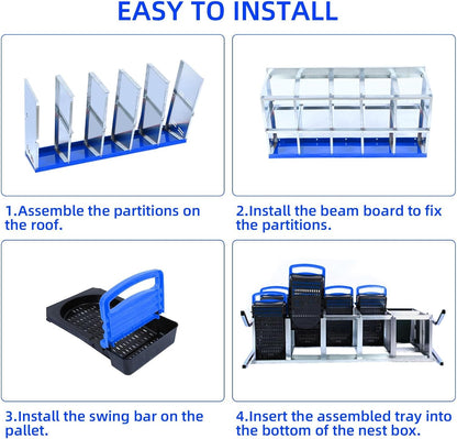 Chicken Nesting Boxes, 10 Hole Metal Chicken Laying Box with with Removable Trays and Roll Out Egg
