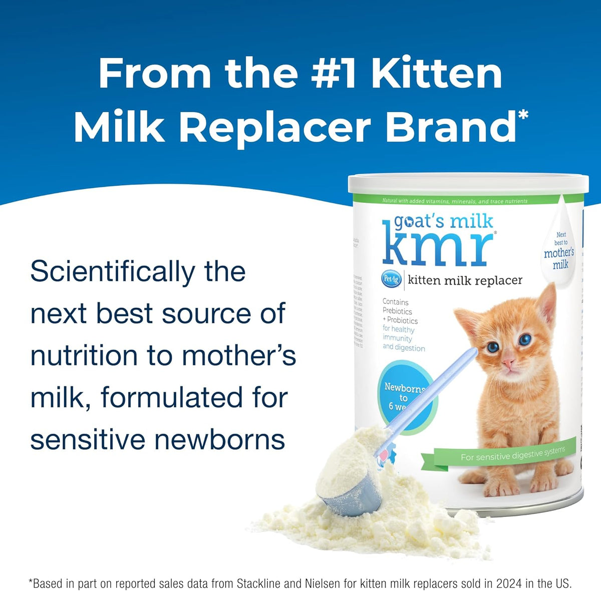 PetAg Goat’s Milk KMR Kitten Milk Replacer Powder - 12 oz - Powdered Kitten Formula with
