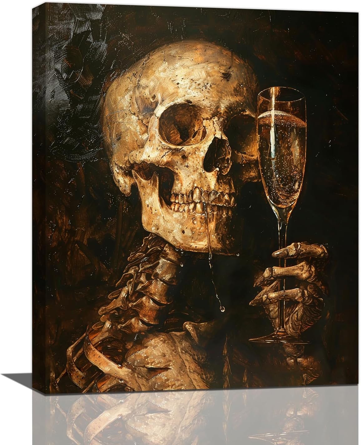 Quorin Gothic Skeleton Wall Art Goth Skull Champagne Wall Decor Dark Academia Pictures Horror