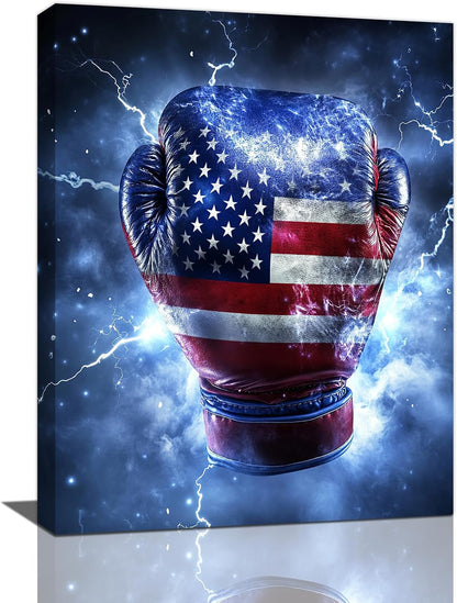 Sports Boxing Wall Art Canvas American Flag Wall Decor Prints Framed Painting Pictures Gifts