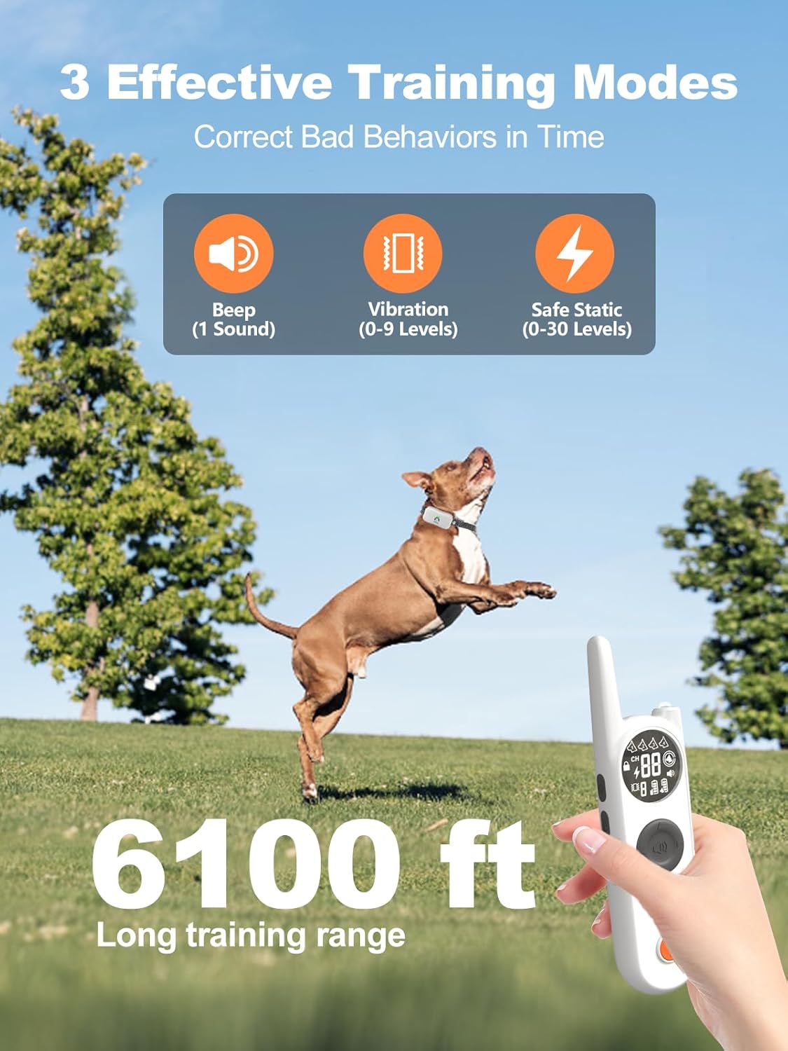 MIMOFPET Wireless Dog Fence for 2 Dogs - Multi-Mode Electric Fence Covers up to 856-Acre,6100 Ft