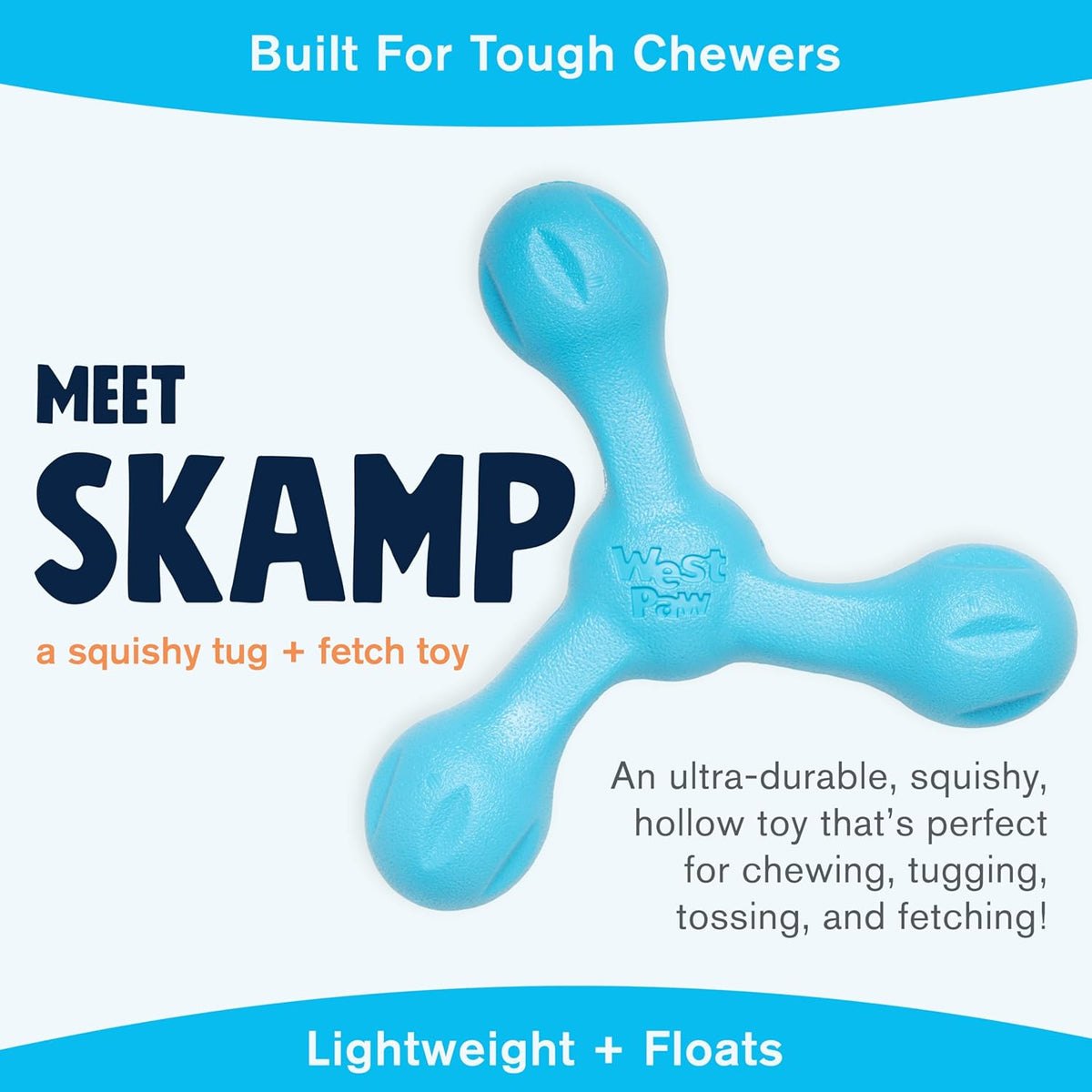 WEST PAW Zogoflex Air Skamp Tug-of-War Stick Dog Chew Toy – Hollow, Squishy Interactive Toy for