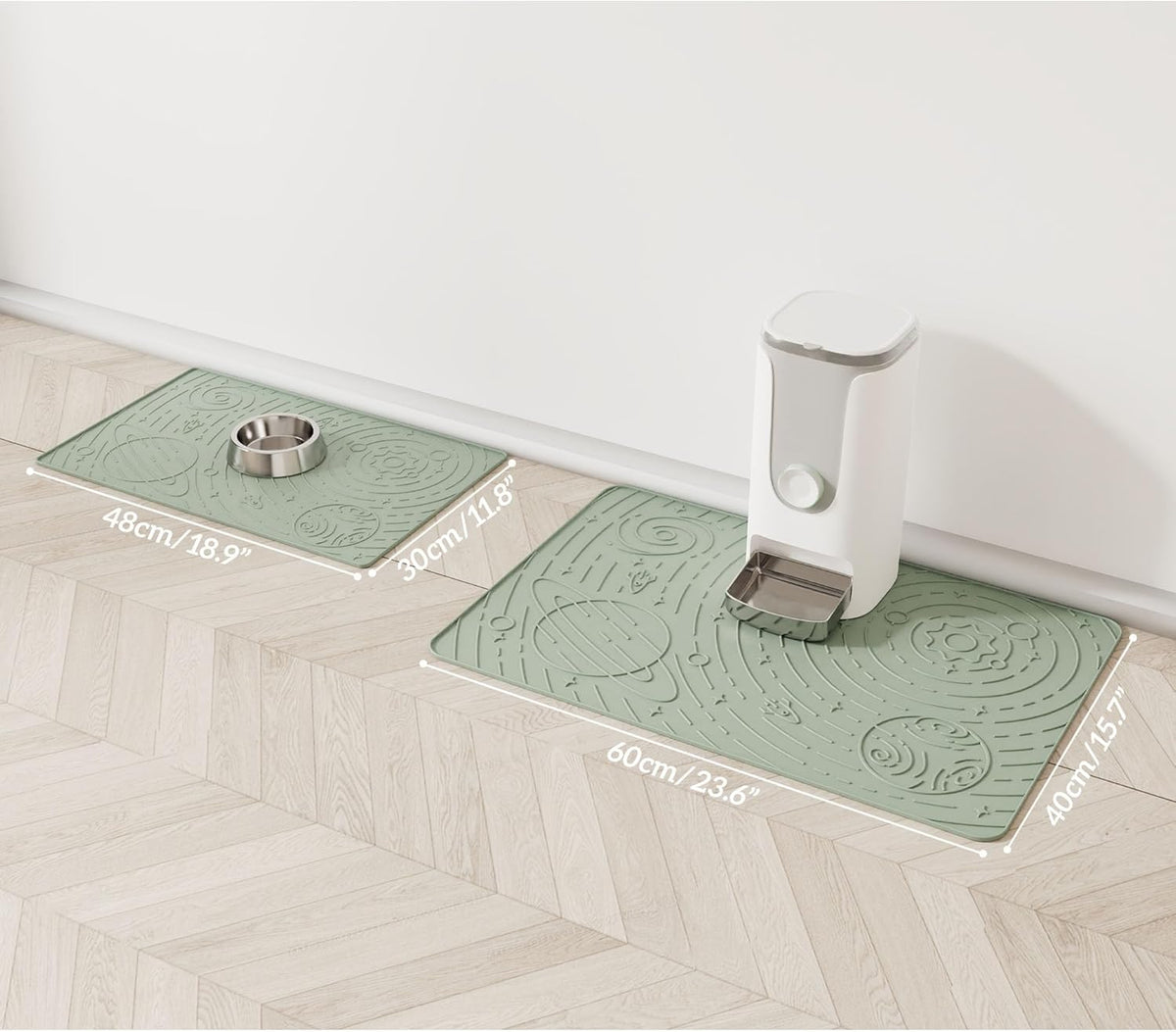 OHMO Dog Food Mat, Silicone Waterproof Cat Food Mat, Non-Skid Spill Proof Pet Feeding Mat for Food