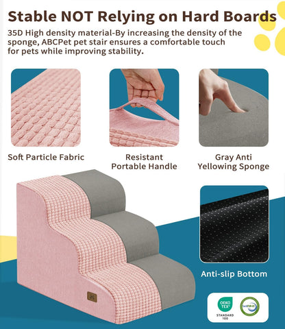 Dog Step for Bed, Dog Stair 3-Step 35D Pet Stair 15.7" H for High Bed or Sofa Non-Slip Balanced Pet