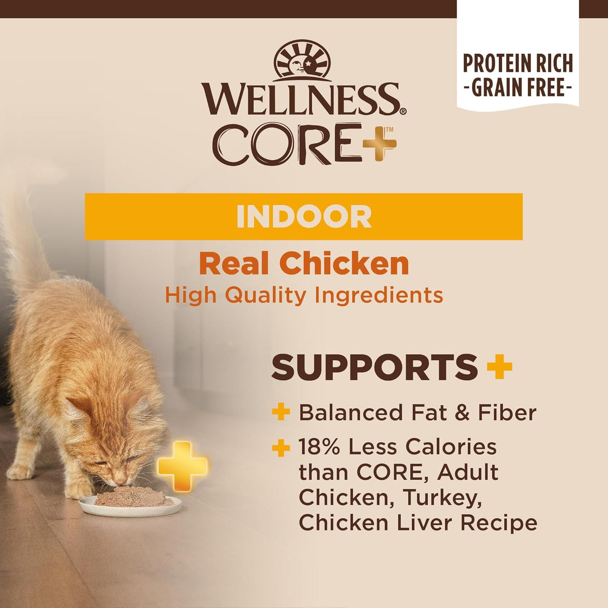 Wellness CORE+ Indoor Pate Adult Wet Cat Food, Natural, Protein-Rich, Grain Free, 3 Ounce, 12 Pack