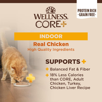 Wellness CORE+ Indoor Pate Adult Wet Cat Food, Natural, Protein-Rich, Grain Free, 3 Ounce, 12 Pack