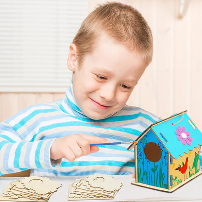 Fennoral 12 Pack Bird House Craft Kit for Kids Make You Own Bird Wind Chime Kit DIY Build and Paint
