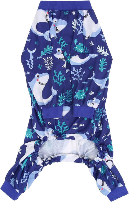 HDE Dog Pajamas One Piece Jammies Jumpsuit Pet Clothes Outfit Stretchy Lightweight Comfy Shirt Pjs