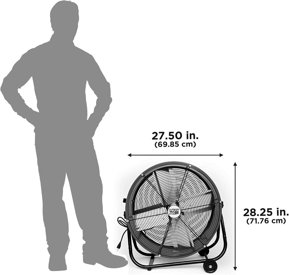 Maxx Air 24" Industrial Fan Heavy Duty - Rugged Drum Fan for Workshop - Powerful Shop Fans Heavy
