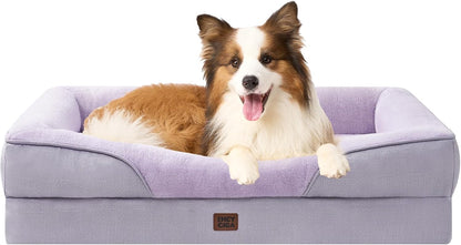 EHEYCIGA Memory Foam Dog Bed for Large Sized, Orthopedic Dog Sofa with Sides and Waterproof Liner