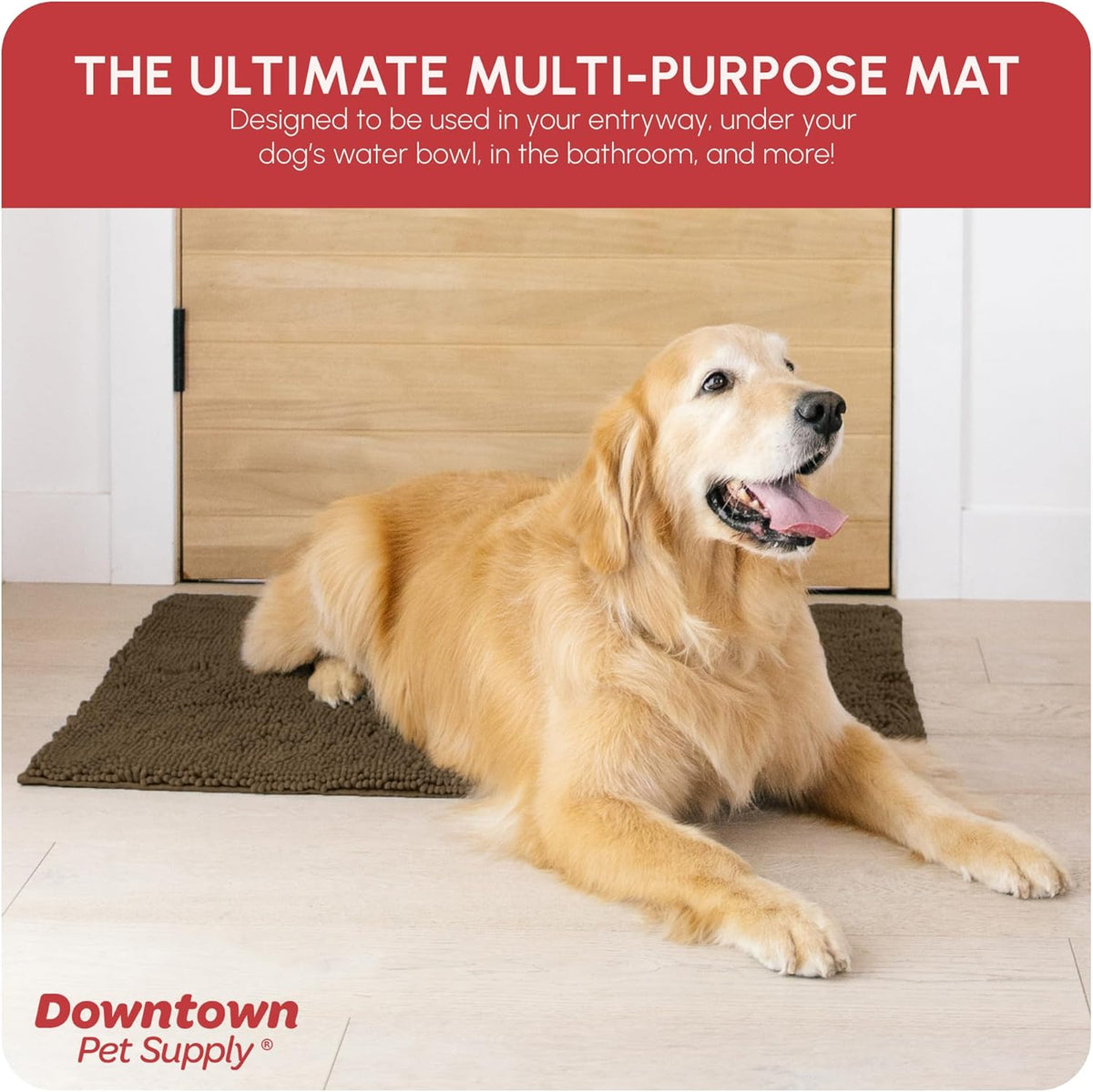 My Doggy Place Microfiber Dog Mat for Muddy Paws, 36" x 26" Brown - Absorbent and Quick-Drying Dog