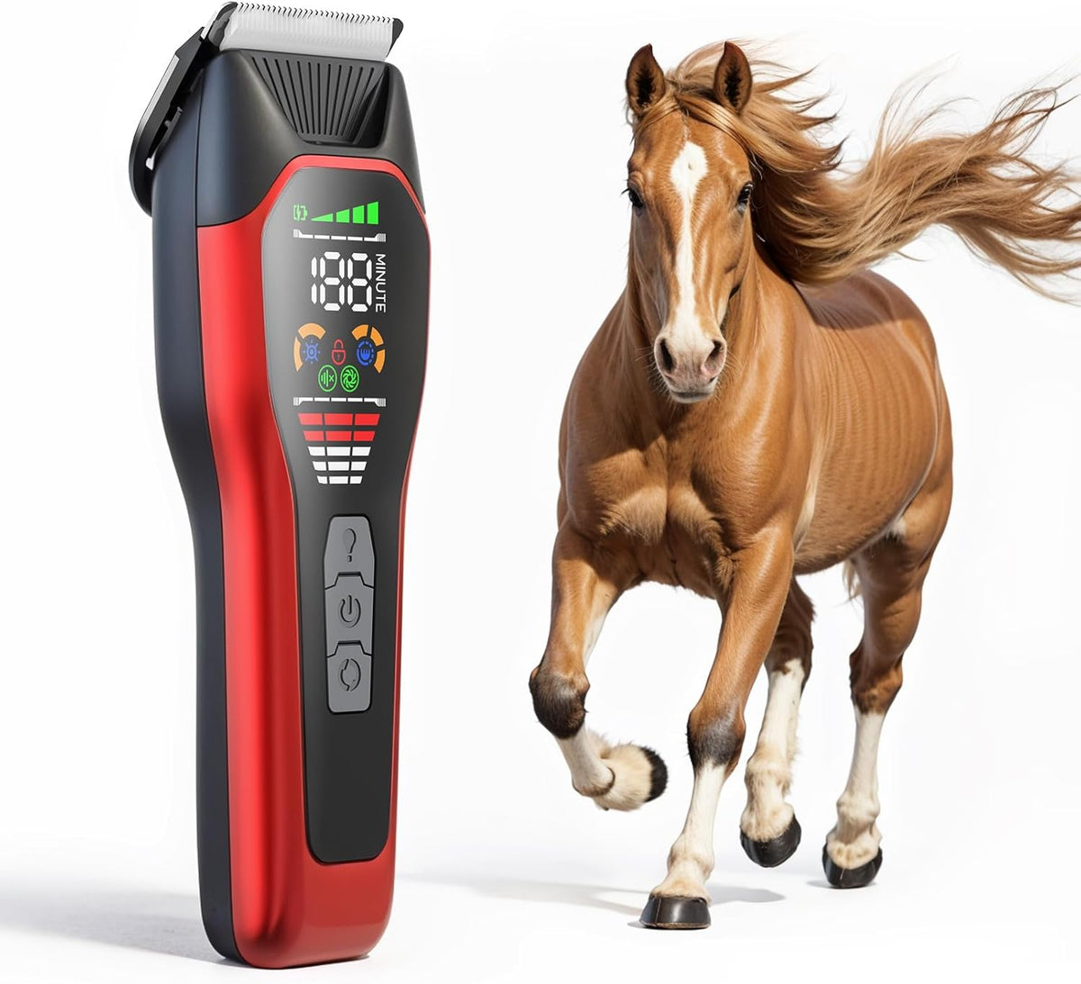 Horse Clippers,Quiet 2-Speed Horse Grooming Clippers,Rechargeable Pet Shaver for Matted Long