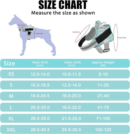 Bolux Dog Harness, No-Pull Reflective Dog Vest, Breathable Adjustable Pet Harness with Handle for