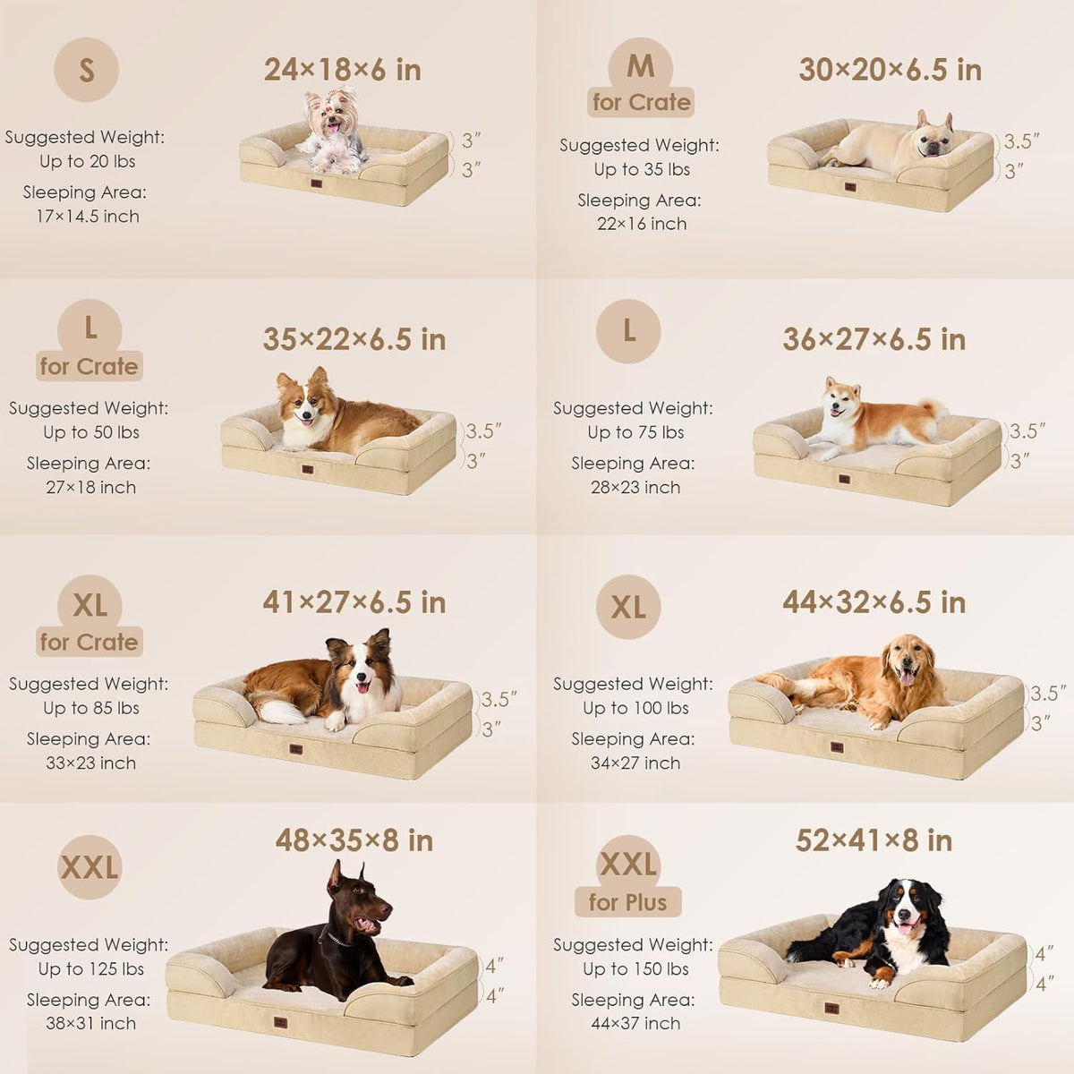 EHEYCIGA Orthopedic Dog Beds for Extra Large Dogs, Waterproof Memory Foam XL Pet Bed with Sides