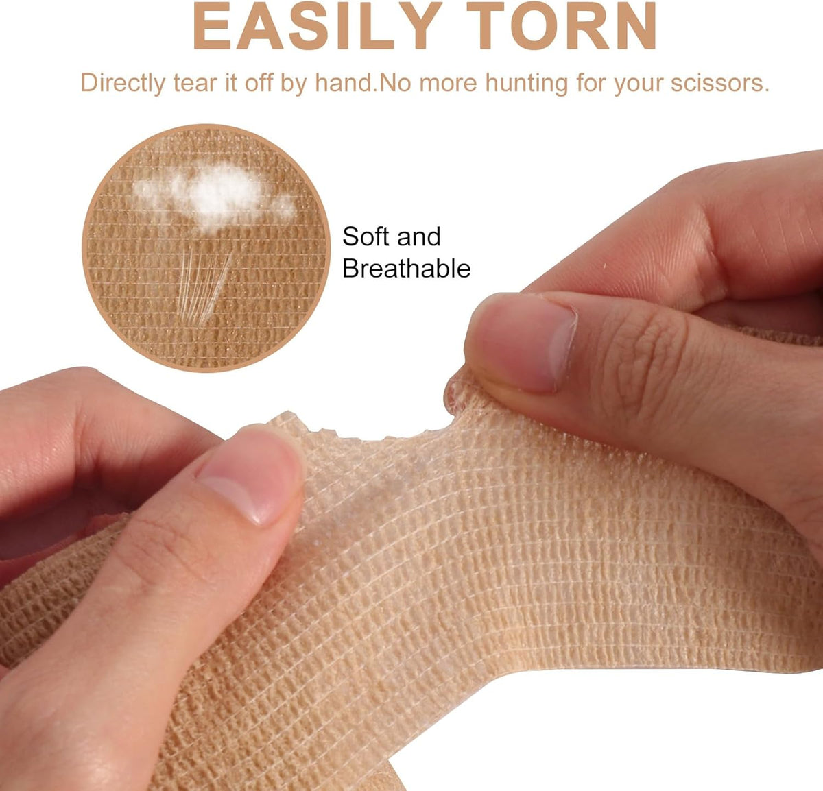 24 Pack Self Adhesive Bandage Wrap, 2” x 5 Yards Cohesive Medical Tape Elastic Grip Tape Sports