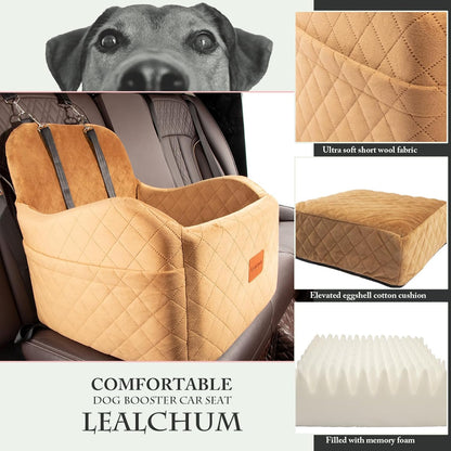 Dog Booster Car Seat for Small/Medium Dogs,Ultra Soft Fabric Filling Memory Foam,Fully Detachable
