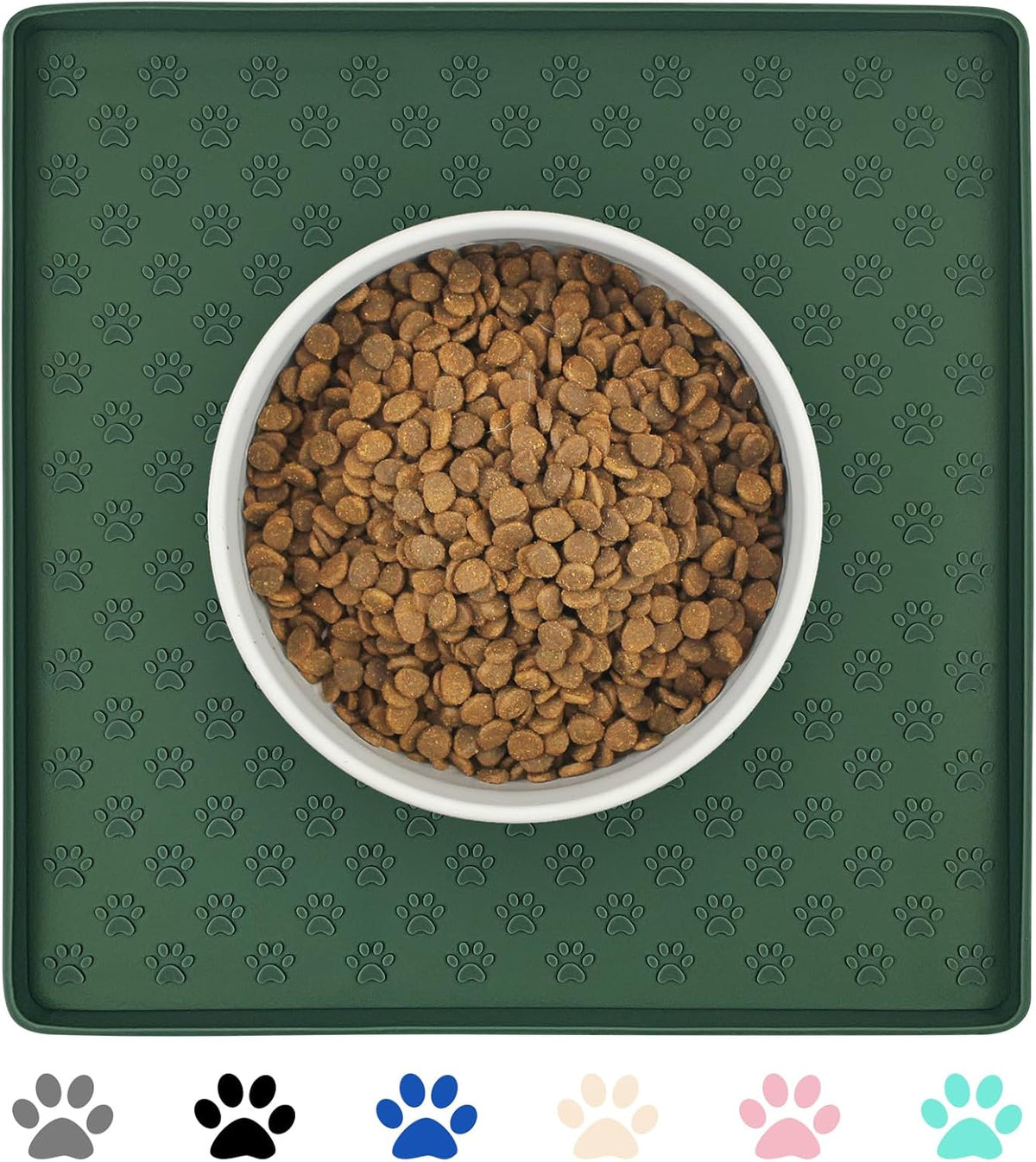 Ptlom Pet Placemat for Dog and Cat, Waterproof Silicone Pet Feeding Bowl Mats for Food and Water